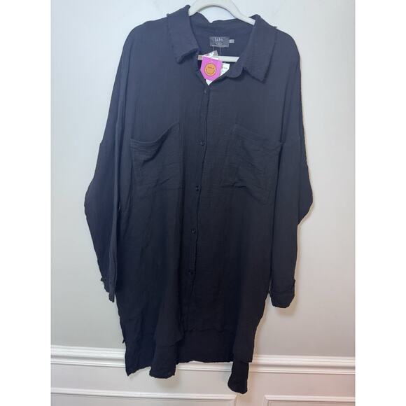 Dressed In Lala Barely There Long Sleeve Semisheer Shirtdress Black NWT $134 - Picture 10 of 13